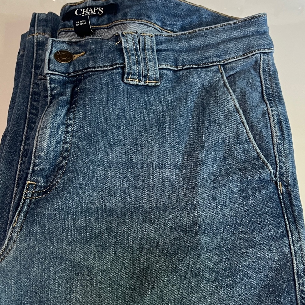 👖Chaps Women's Blue Mid Rise Crop Wide Jeans - Picture 11 of 12